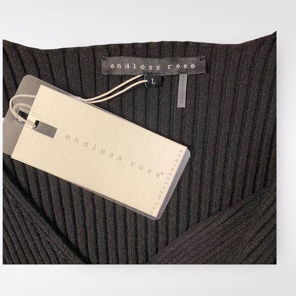 Endless Rose NWT Knit Wrap Sweater Womens‎ Size L Black Business - Picture 2 of 9